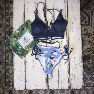 Cupshe Bikini Blue and Floral Med *make an offer!